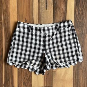 J. Crew Factory Black and White Gingham Scallop Hem Shorts